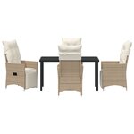 vidaXL Ensemble de salle à manger de jardin 5 pièces avec coussins beige en poly rattan
