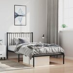 vidaXL Cadre de lit métal sans matelas avec tête de lit noir 100x200cm