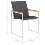 vidaXL Chaises de jardin lot de 2 Textilène et acier inoxydable Gris