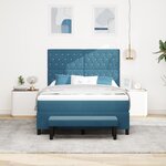 vidaXL Lit à Sommier avec Matelas & Banc Bleu Foncé 140x190 cm Velours