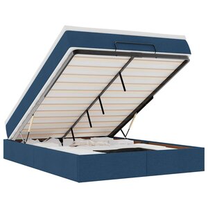 VidaXL Cadre de lit ottoman avec matelas bleu 140x190 cm tissu