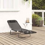 vidaXL Chaise longue pliante Noir 182 x 55 x 85 5 cm Textilène