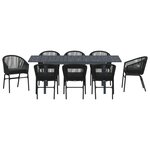 vidaXL Ensemble de salle à manger pour jardin 9 Pièces Noir polyrotin