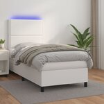 vidaXL Sommier à lattes de lit avec matelas et LED Blanc 90x200 cm