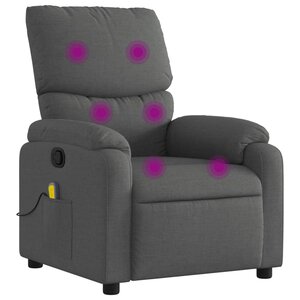 vidaXL Fauteuil de massage inclinable gris foncé tissu