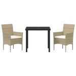 vidaXL Ensemble de jardin de 3 pièces en poly rotin beige de