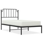 vidaXL Cadre de lit métal sans matelas avec tête de lit noir 90x200 cm