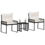 vidaXL Ensemble de meubles d'extérieur 7 Pièces Noir et blanc crème