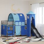 vidaXL Lit mezzanine pour enfants Noir et Bleu 79 5 x 200 cm Métал