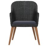 vidaXL Ensemble à manger de jardin avec coussins 5 Pièces Noir