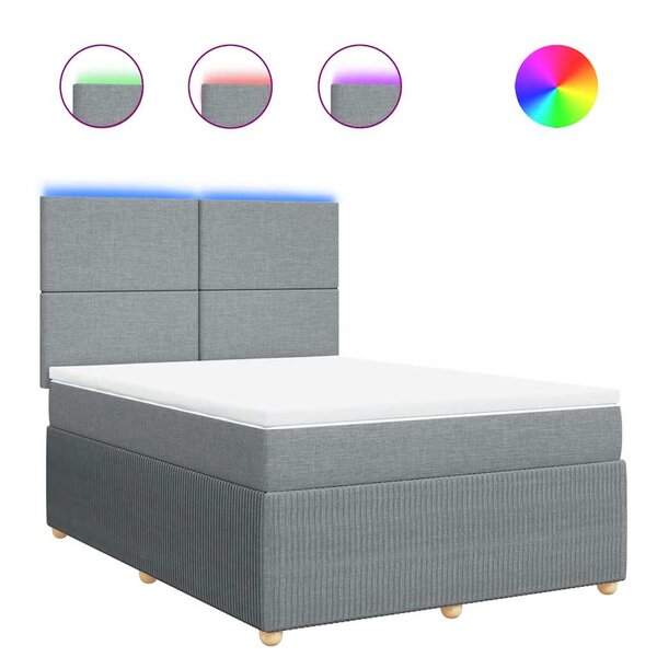 vidaXL Sommier à lattes de lit avec matelas Gris clair 140x190cm Tissu