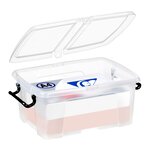 Boîte de rangement Smart Storemaster avec poignées clips et couvercle papillon, 12 litres, 295 x 405 x 183 mm, polypropylène, transparent