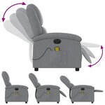 vidaXL Fauteuil de massage inclinable électrique gris clair tissu