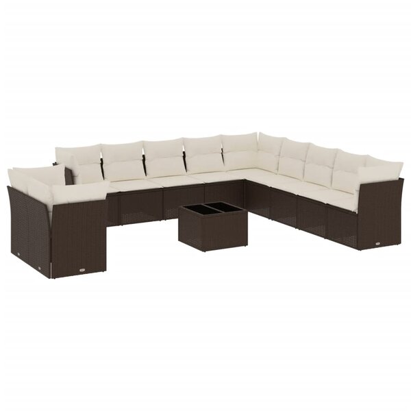 vidaXL Salon de jardin avec coussins 12 Pièces marron résine tressée