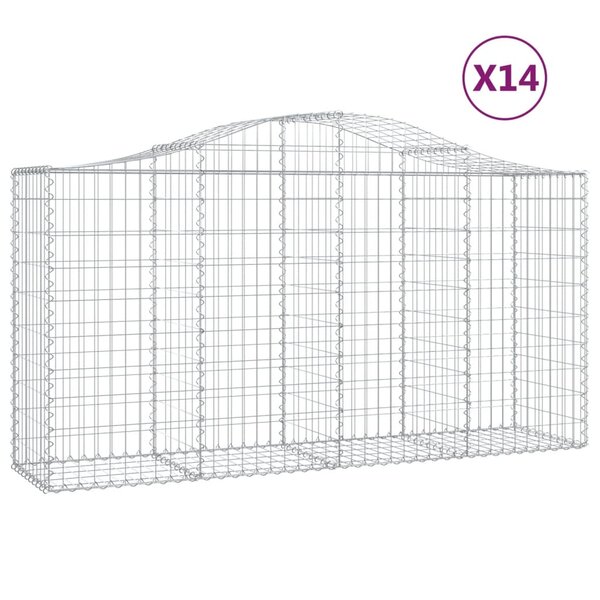 vidaXL Paniers à gabions arqués 14 Pièces 200x50x100/120 cm fer galvanisé