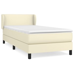 vidaXL Sommier à lattes de lit avec matelas Crème 100x200cm Similicuir