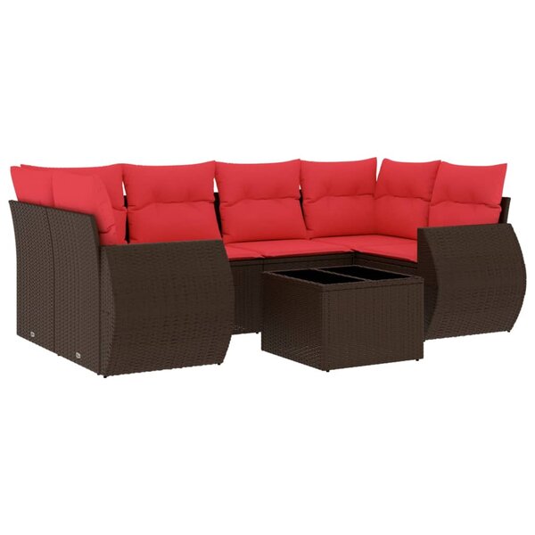 vidaXL Salon de jardin avec coussins 7 Pièces marron résine tressée