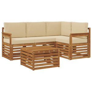 vidaXL Ensemble de canapés d'extérieur 5 pc Naturel et Beige Polyester