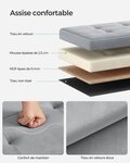 Banc de rangement pouf en velours avec couvercle avec 2 boîtes séparateur amovible capacité de charge 300 kg pour couloir salon chambre gris 12_0004158