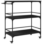 vidaXL Chariot de cuisine noir 100 5x50x105 cm bois d'ingénierie