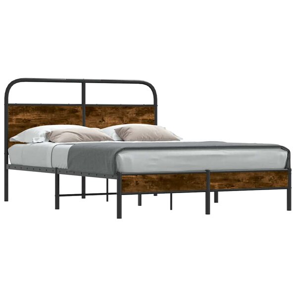 vidaXL Cadre de lit sans matelas 140x200 cm chêne fumé bois ingénierie