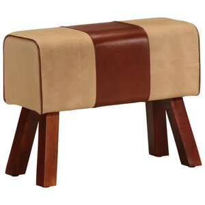 vidaXL Banc saut de cheval 58 cm marron cuir véritable et manguier