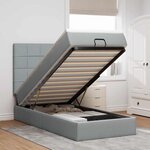 vidaXL Cadre de lit ottoman et matelas gris clair 90x190 cm tissu