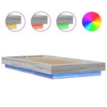 vidaXL Cadre de lit et lumières LED sans matelas sonoma gris 75x190 cm