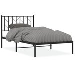 vidaXL Cadre de lit métal avec tête de lit noir 100x190 cm