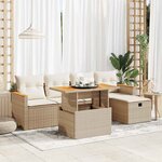 vidaXL Salon de jardin avec coussins 6 Pièces beige résine tressée