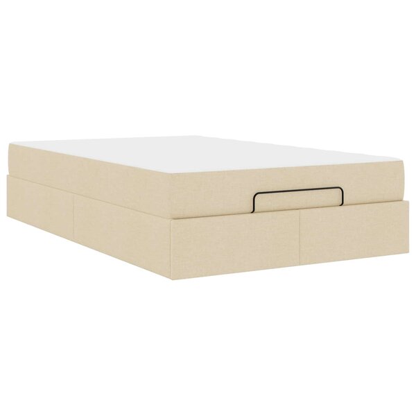 vidaXL Cadre de lit avec matelas avec matelas 2 Pièces Crème tissu