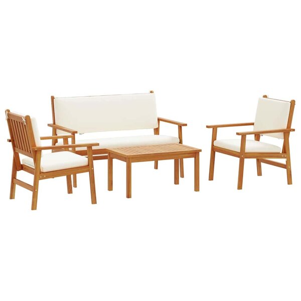 vidaXL Ensemble de canapés de jardin 4 pièces avec coussins en acacia massif