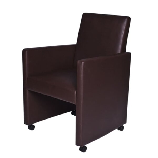 2 fauteuils simili cuir chocolat à roulettes