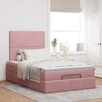 vidaXL Cadre de lit ottoman avec matelas rose 120x190 cm velours