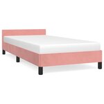 vidaXL Cadre de lit et tête de lit sans matelas rose 90x190 cm velours
