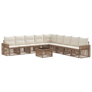 vidaXL Ensemble de canapé de jardin 10 Pièces Beige et blanc crème