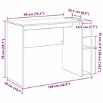 vidaXL Bureau Chêne fumé 109 x 50 x 78 cm Bois d'ingénierie