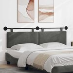 vidaXL Tête de lit suspendue Gris foncé Tissu en velours côtelé