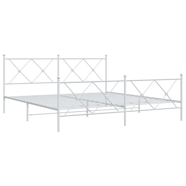vidaXL Cadre de lit métal avec tête de lit/pied de lit blanc 183x213cm