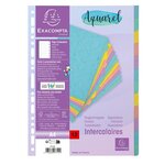 Intercalaires Carte Lustrée 400g/m2 Aquarel 12 Positions - A4 - Couleurs Assorties - X 15 - Exacompta