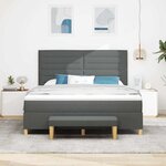 vidaXL Lit à ressorts avec tête de lit Gris foncé 200 x 180 cm tissu
