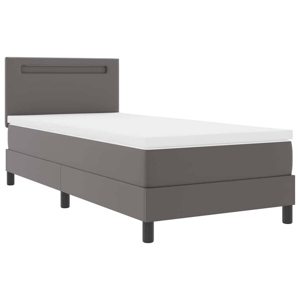 vidaXL Lit à ressorts avec matelas Gris et blanc 90 x 200 cm