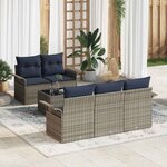 vidaXL Ensemble de canapé de jardin avec coussin 6 Pièces Gris polyrotin
