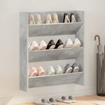 vidaXL Armoire à chaussures murale Gris béton 80x18x90 cm Aggloméré