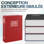 ACROPAQ Coffre Fort Discret à clé Livre- Coffre-fort à clé 116 x 185 x 55 mm simulé en livre- Sécurisez vos objets- Rouge