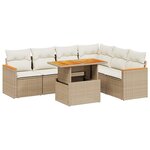 vidaXL Salon de jardin avec coussins 7 Pièces beige résine tressée