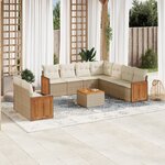 vidaXL Salon de jardin avec coussins 10 Pièces beige résine tressée