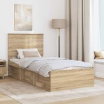 vidaXL Cadre de lit Chêne Sonoma 90 x 200 cm Bois de pin massif