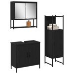 vidaXL Ensemble de mobilier de salle de bain avec étagère 3 Pièces Noir