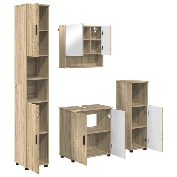 vidaXL Ensemble de mobilier de salle de bain 4 Pièces Chêne sonoma